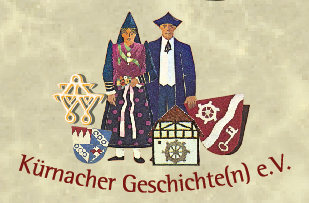 Der Verein „Kürnacher Geschichte(n) e.V.“ wählte als Logo Inhalte aus dem Wandbild (Fresko) des Würzburger Künstlers † Paul Ritzau, das zur 1200 Jahrfeier Kürnachs 1979 an der Fassade des Rathauses gestaltet worden ist. Ein Bauernpaar in der schönen Kürnacher Tracht erinnert an die Jahrhunderte, in denen die älteste Siedlung im Kürnachtal nahe der Quellen und umgeben von fruchtbaren Lösslehmböden überwiegend landwirtschaftlich geprägt war. Ein Dorf „freier Franken“, deren Selbstbewusstsein, Gelassenheit und Gemeinsinn noch heute spürbar ist und sich in Freundlichkeit gegenüber den Zugewanderten ausdrückt, aber auch im „Miteinander“ der vielen Vereine und Parteien, wenn es um wichtige Pläne und Vorhaben geht.
Das Heils- und Fruchtbarkeitsamulett, auch „Vogelbarkenamulett“ genannt, gegossen aus der in der Fachwelt bekannten „Kürnacher Gussform“ aus der Urnenfelderzeit (1200-750 v. Chr.), erinnert an die Vorgeschichte, die in Kürnach durch viele Lesefunde von Pfeilspitzen, Steinbeilen, Spinnwirteln und Scherben besonders seit der Jungsteinzeit (4500 -1800 v. Chr.) belegt ist. Eine Mühle steht stellvertretend für die drei Kürnacher Mühlen, die vom Wasser der Kürnach getrieben wurden und erst im 20. Jh. ihre Arbeit einstellten: Obere Mühle, Mittlere Mühle und Grießmühle, die einst zum Fronhof der Kitzinger Benediktinerinnen, danach den Rittern von Grumbach und schließlich vielen Besitzern gehörte. 
Zwei Wappen vervollständigen das Logo. Links das Wappen des Würzburger Domkapitels, das in Kürnach begütert war, zur Zeit des Fürstbischofs Julius Echter: links oben der fränkische Rechen, rechts unten das Würzburger Stadtfähnlein, dazu die drei Ringe des Julius Echter von Mespelbrunn. 
Schließlich das Kürnacher Hoheitszeichen, das die Gemeinde seit 1978 führen darf: In Rot ein nach links gerichteter silberner Wellenschrägbalken (die Kürnach), darüber ein silbernes Mühlrad, darunter als Petrussymbol ein Schlüssel aus dem Gerichtssiegel des Dorfgerichts zu Kürnach von 1742.
Design des Logos: Matthias Demel Text: Christine Demel