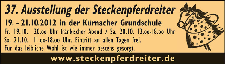 37. Ausstellung der Steckenpferdreiter in der Kürnacher Grundschule mit viel Schmuck und Kunstobjekten aus Keramik, Holz, Stoff und vielem mehr. Und für das leibliche wohl ist Bestens gesorgt.